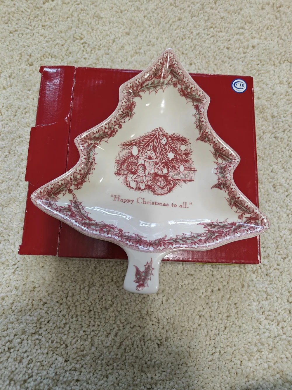 Johnson Brothers Cream and Red Tree-Shaped Serving Dish